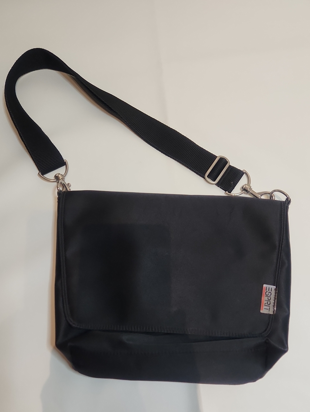 Vintage Black Nylon Esprit Messenger Crossbody Bag